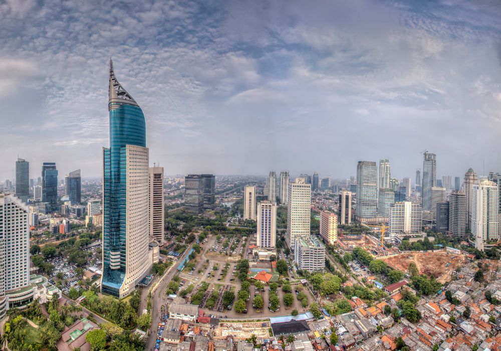 The overlooking view of Jakarta City, Indonesia.