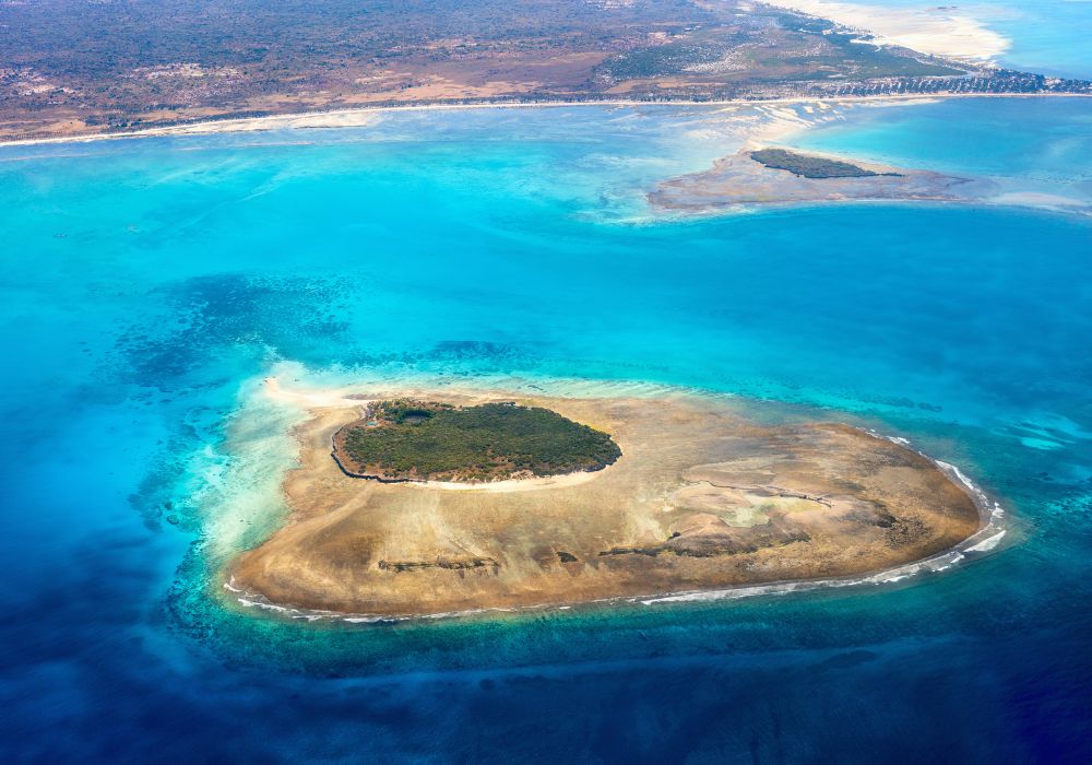 The beautiful view of the Quirimbas Archipelago in Mozambique from above