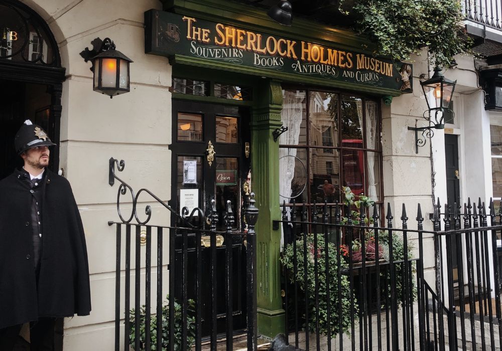 Guard outside Sherlock Holmes Museum in London