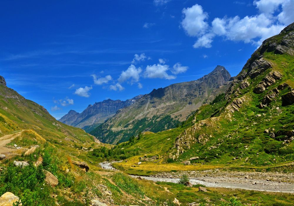 A panoramic view on Gran Paradiso National Park in Aosta Valley, Italy.