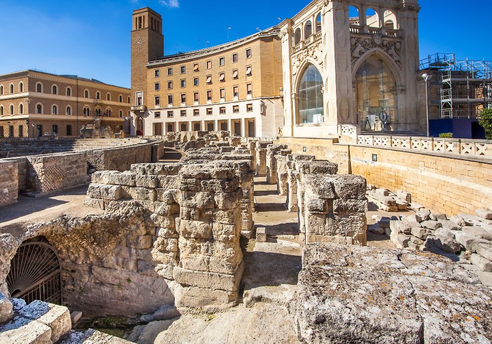 The Roman Amphitheater in Piazza Sant'Oronzo in Lecce, Apulia