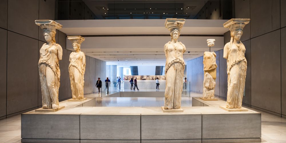 statues in the Acropolis Museum in Athens