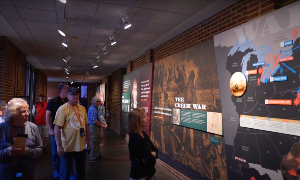 A photo of tourists enjoying the displays at Andrew Jackson's Hermitage in Nashville