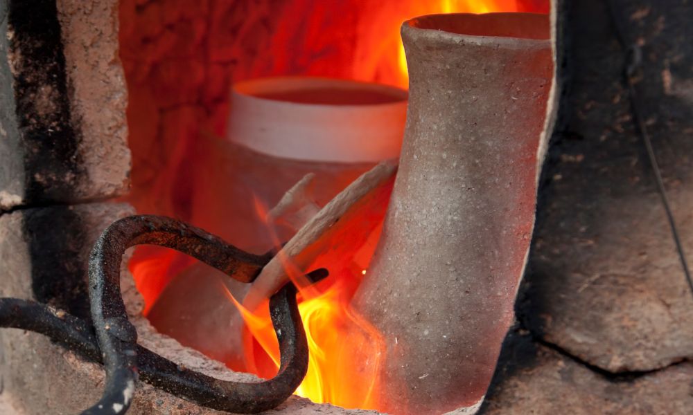 Clay being fired at Red Lodge Clay Center