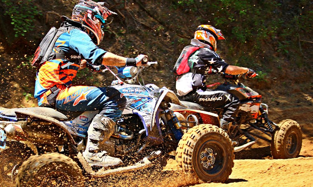 Riding an ATV In Red Lodge Montana 2 guys race