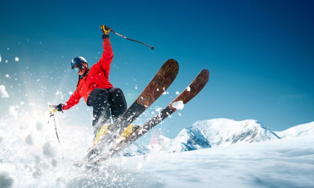 Man Skiing in thick powder at Red Lodge Mountain