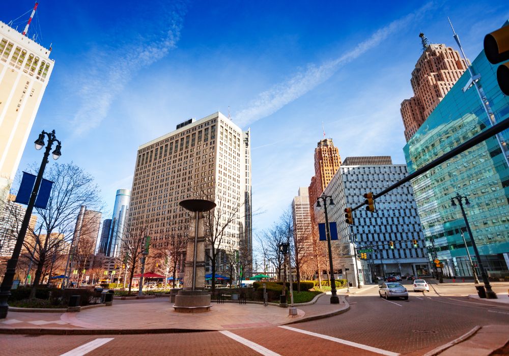 campus martius square in detroit michigan