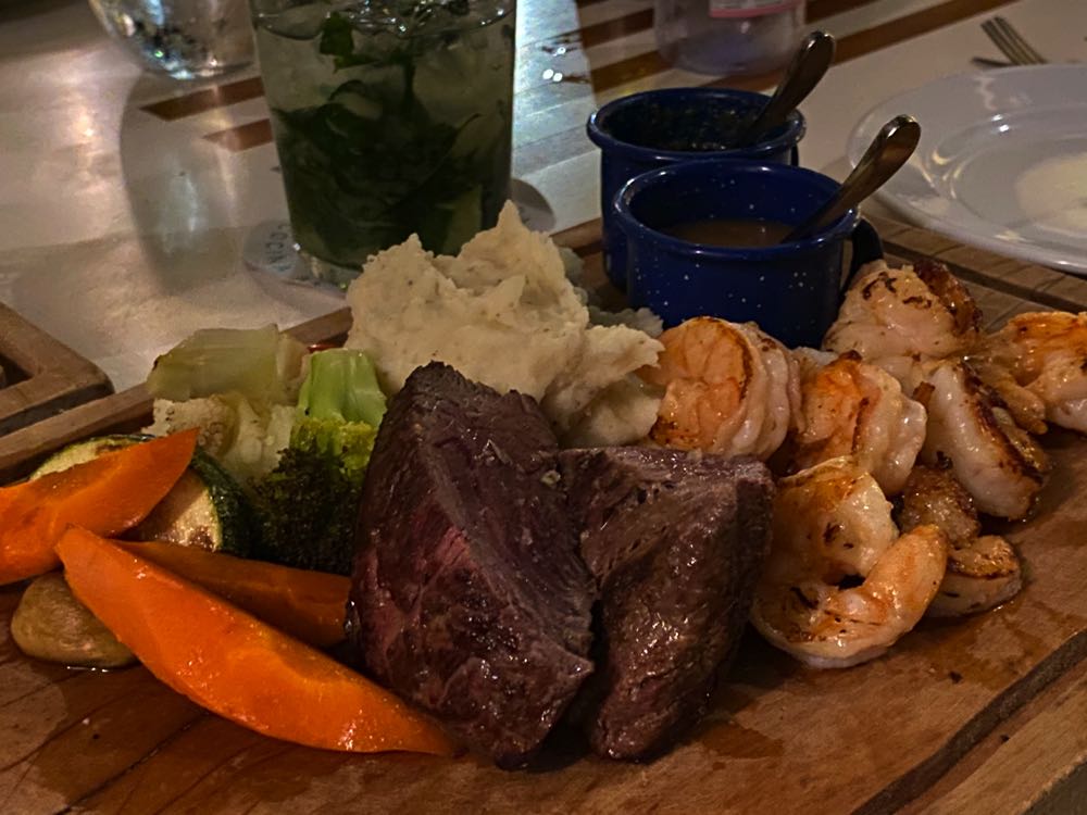 surf and turf meal in cozumel