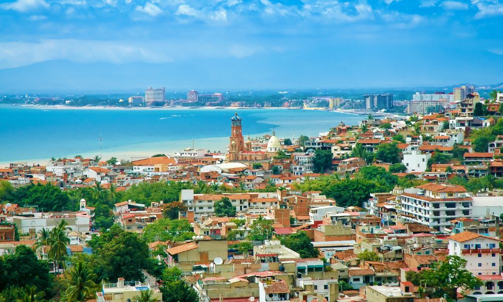 view of puerto vallarta old town and the bay of banderas