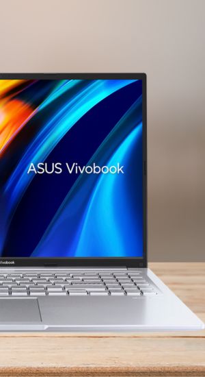 an Azus Vivobook sitting on a desktop