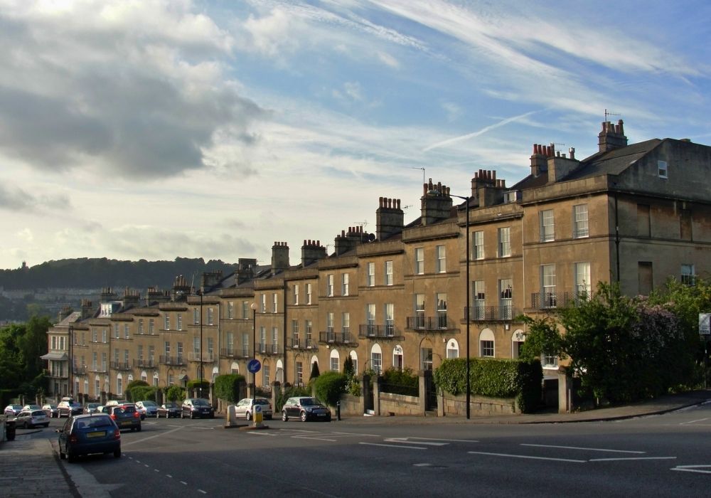 Georgian Row houses in Bathwick Hill, Bath.