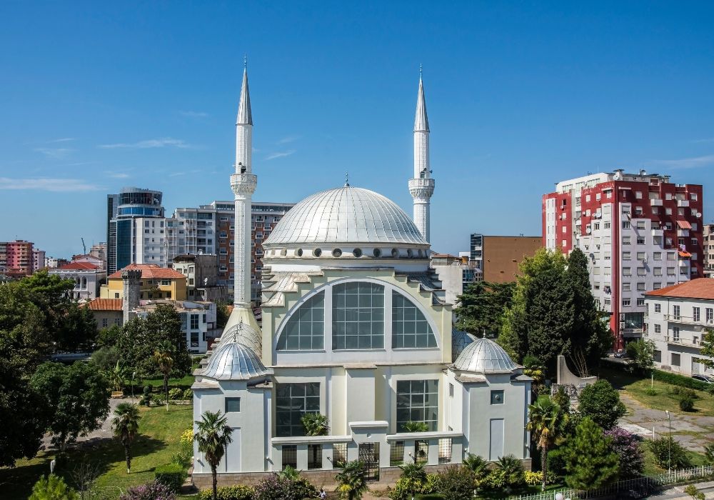 The Ebu Bekr Mosque in center of the town of Shkoder, Albania.