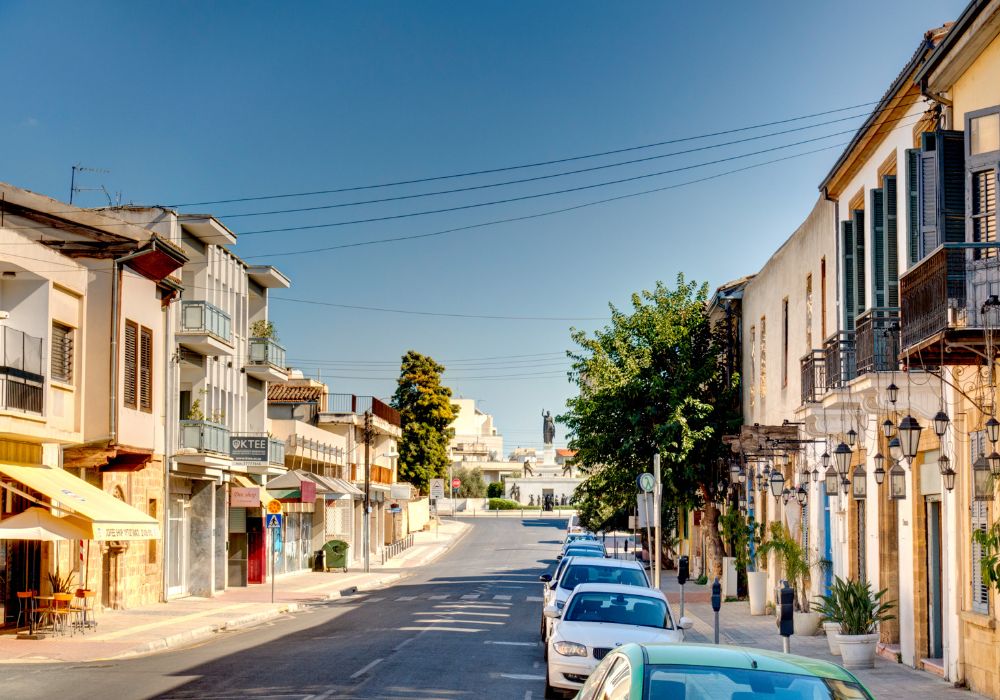 nicosia cyprus homes and buildings on the street with cars