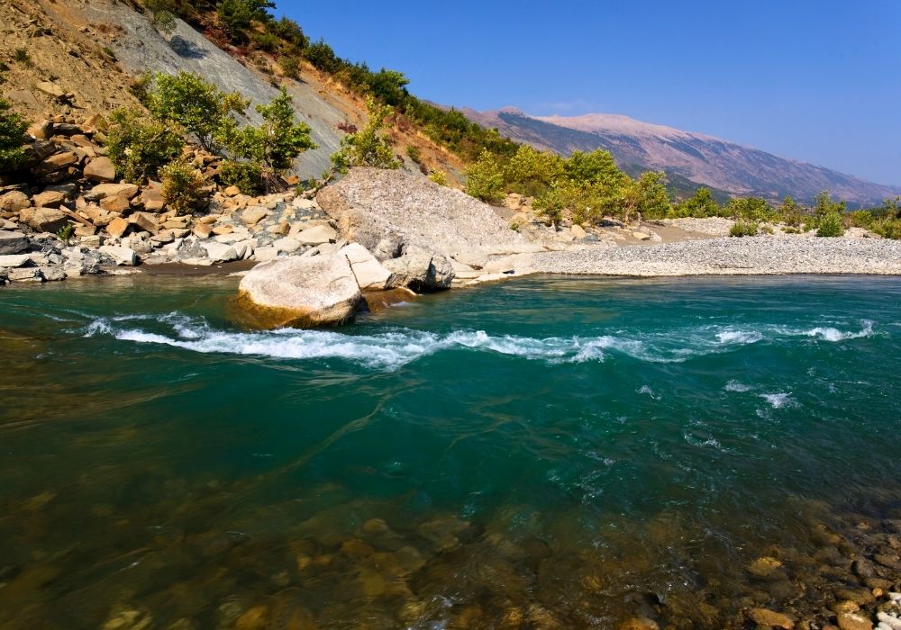 The valley of the Vjosa River in Albania.