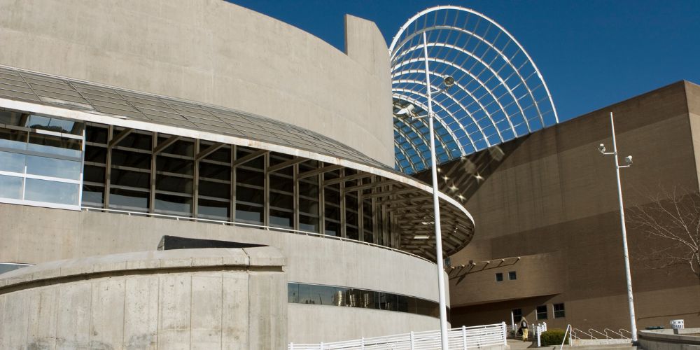 The imposing buildings of the Denver Center for the Performing Arts