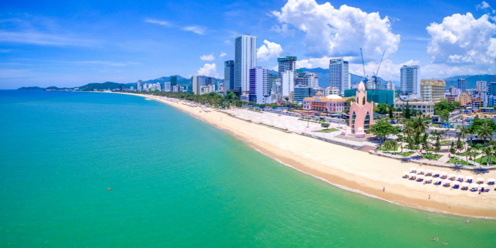 The calm sea and big beach at Nha Trang, Vietnam