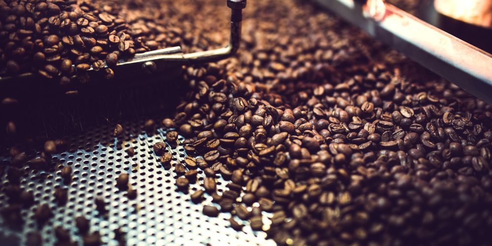 Coffee beans in a coffee roaster