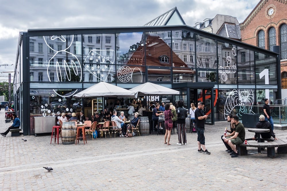 Sitting outside and enjoying street food in Copenhagen