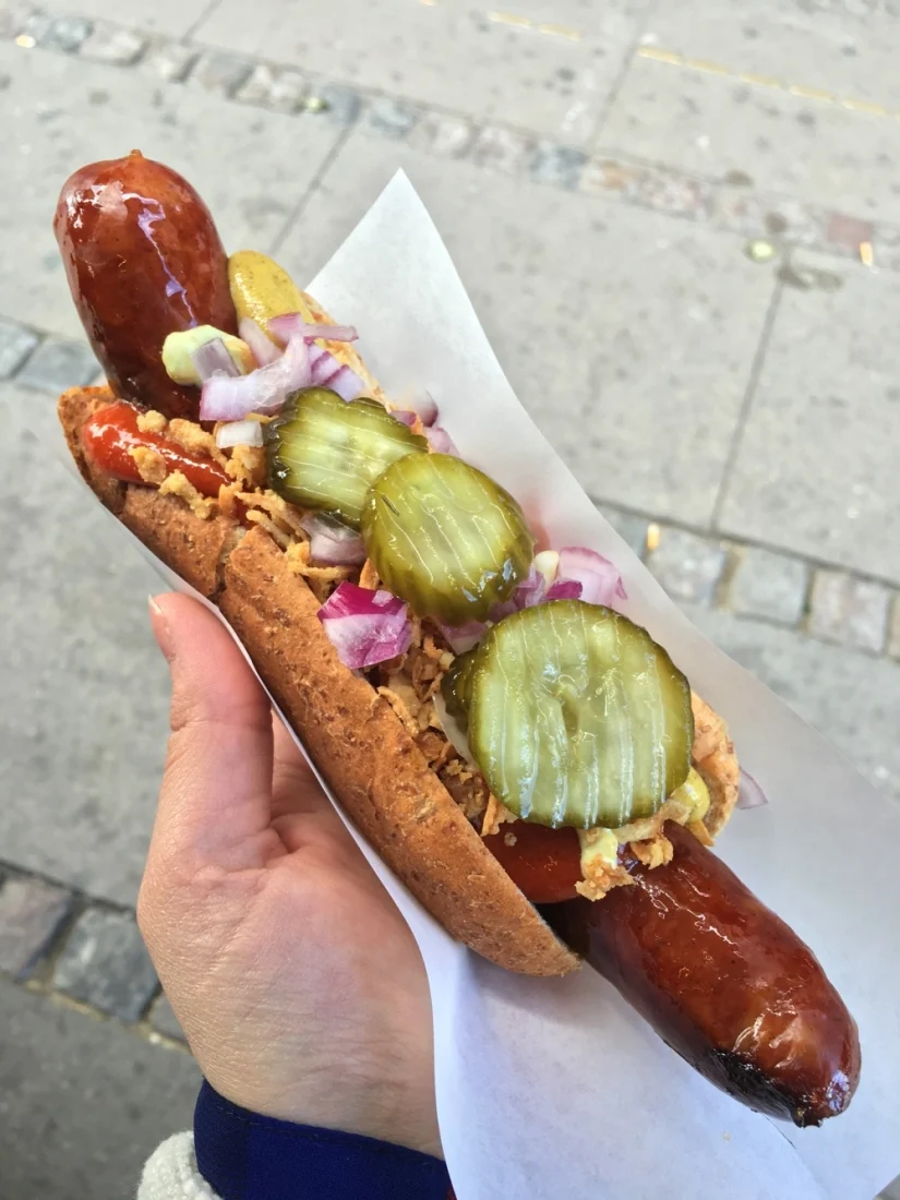 Wondering what to eat in Copenhagen? Try a hot dog!