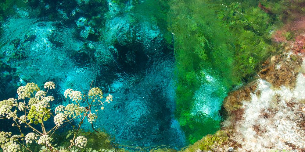 Overhead view of the Blue Eye in Saranda