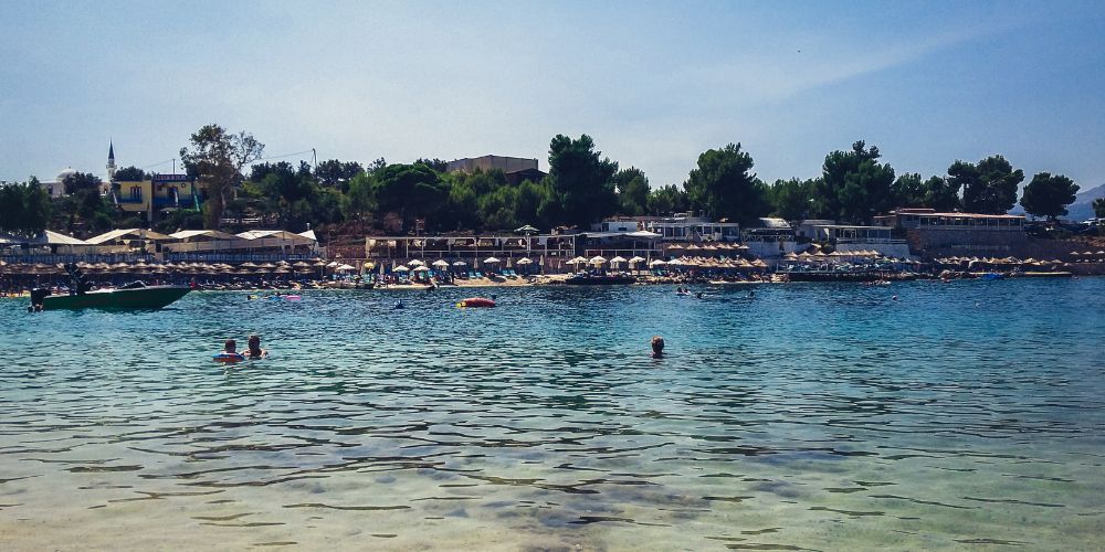Ksamil beach seen from the water