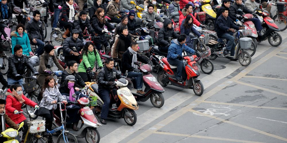 A mass of scooters in China