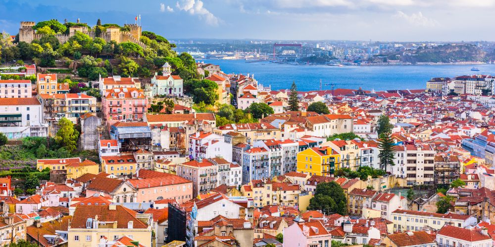 Lisbon, Portugal town skyline.