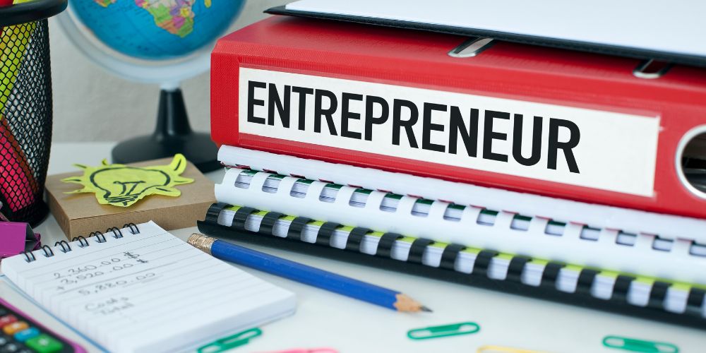 A folder labeled entrepreneur