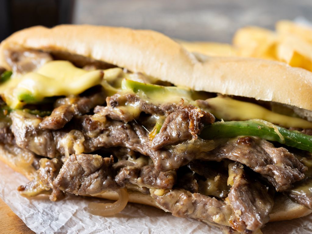 beef philly cheesesteak sandwich