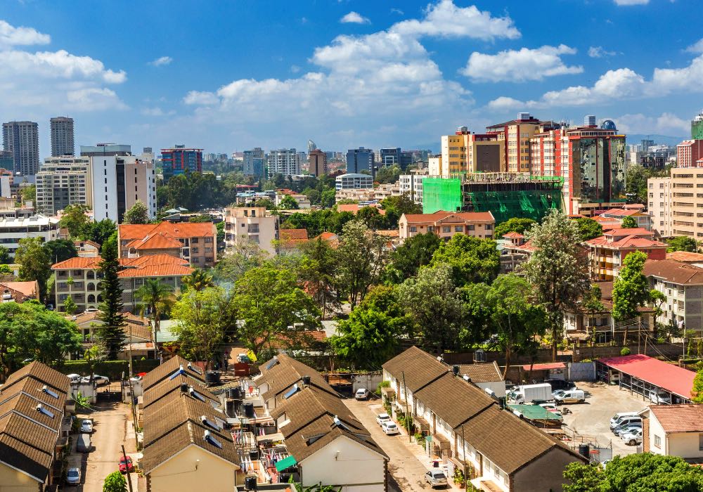 westlands neighborhood nairobi with blue sky and clouds