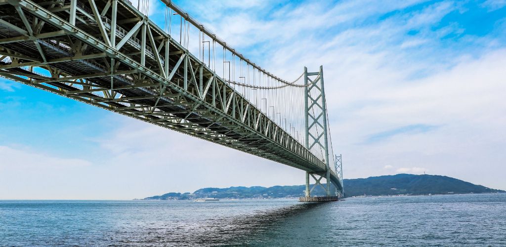 Akashi Kaikyo Bridge and Awaji Island in Hyogo