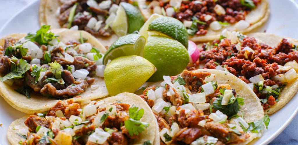 Delicious Mexican Tacos on a Plate with lime