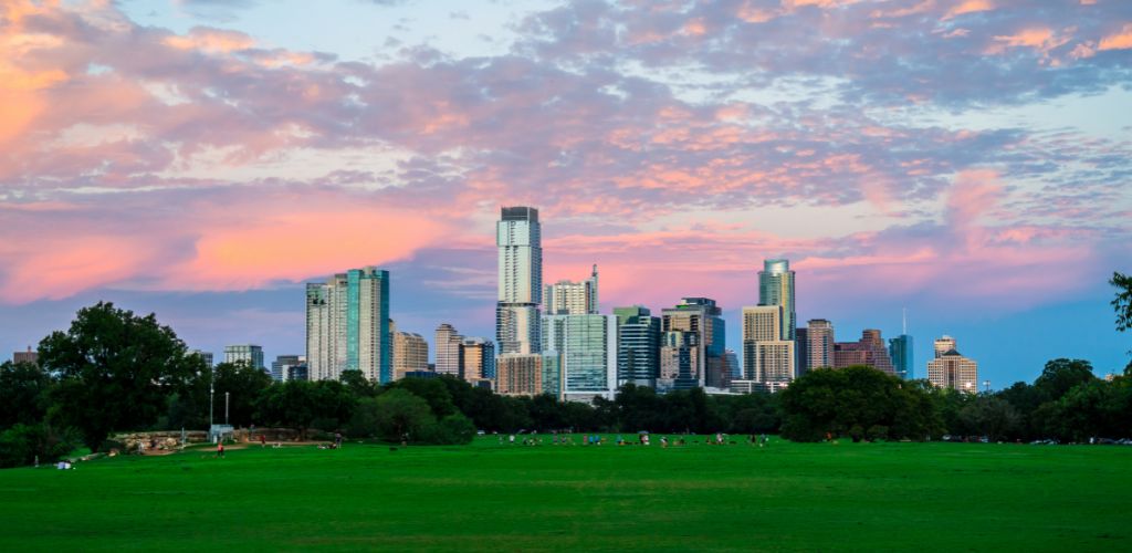 Zilker Park sunset in Austin Texas