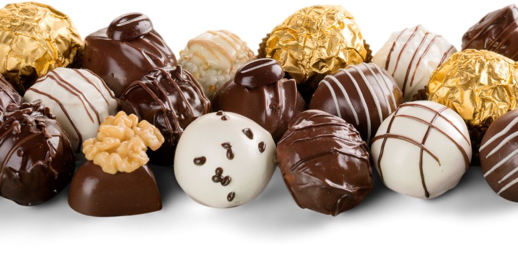 Assorted chocolate balls. 