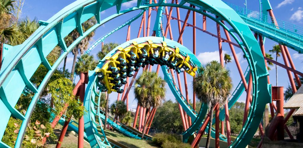 Roller coaster and blue sky