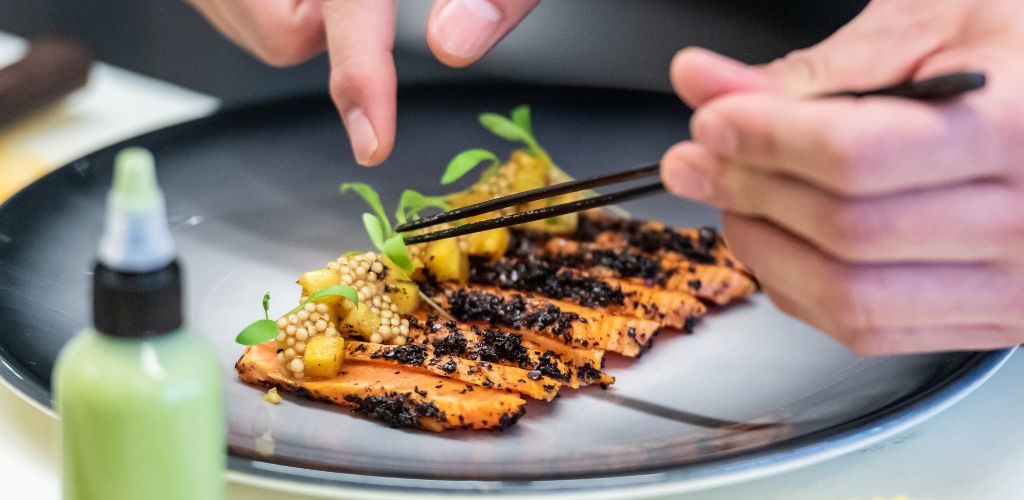 Chef Preparing gourmet food.