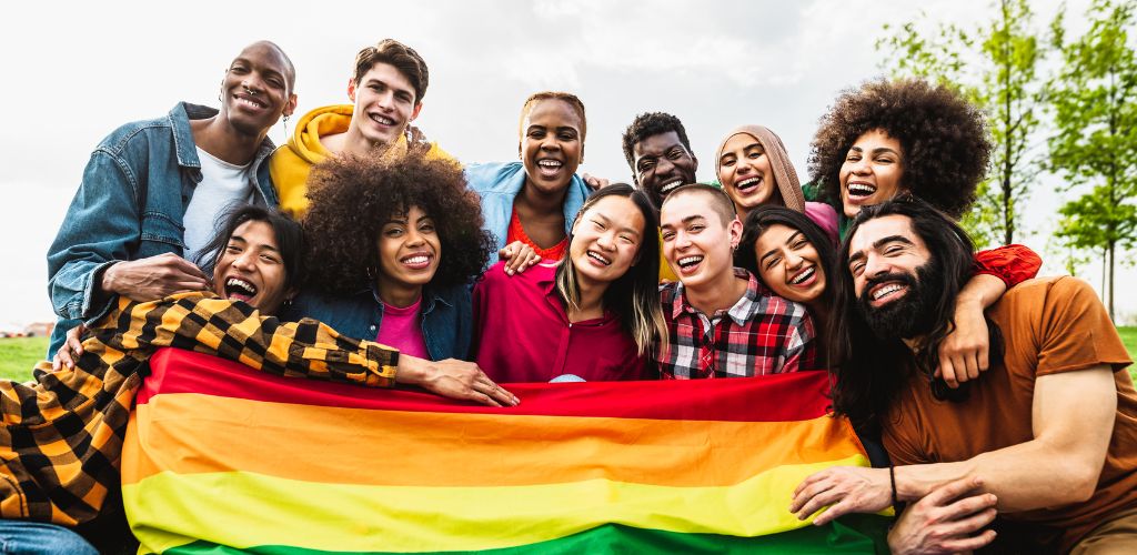 A group of friends celebrating the Pride Month