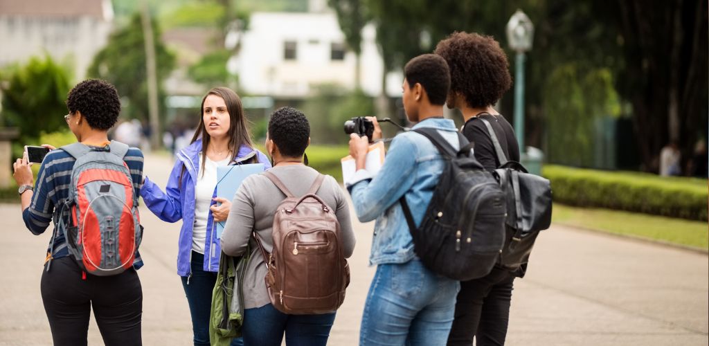 A group of friends having a tour