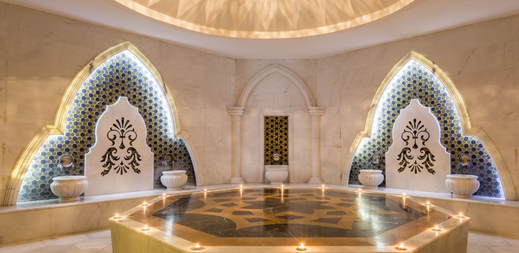 Turkish bath Hamam with an octagonal marble shape 