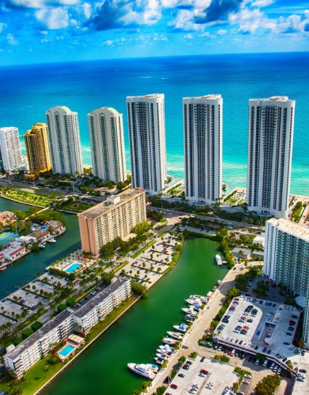 Skyscrapers in South Florida on the Ocean