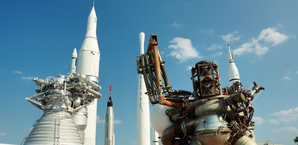 View of the rocket garden at Kennedy space center