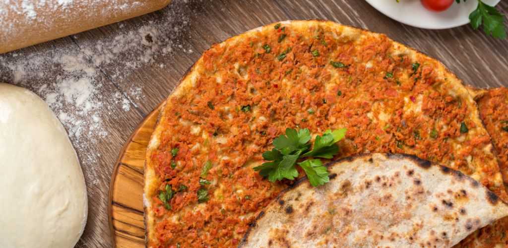 Delicious Turkish Pizza Lahmacun. This Lahmacun is tasty and delicious
