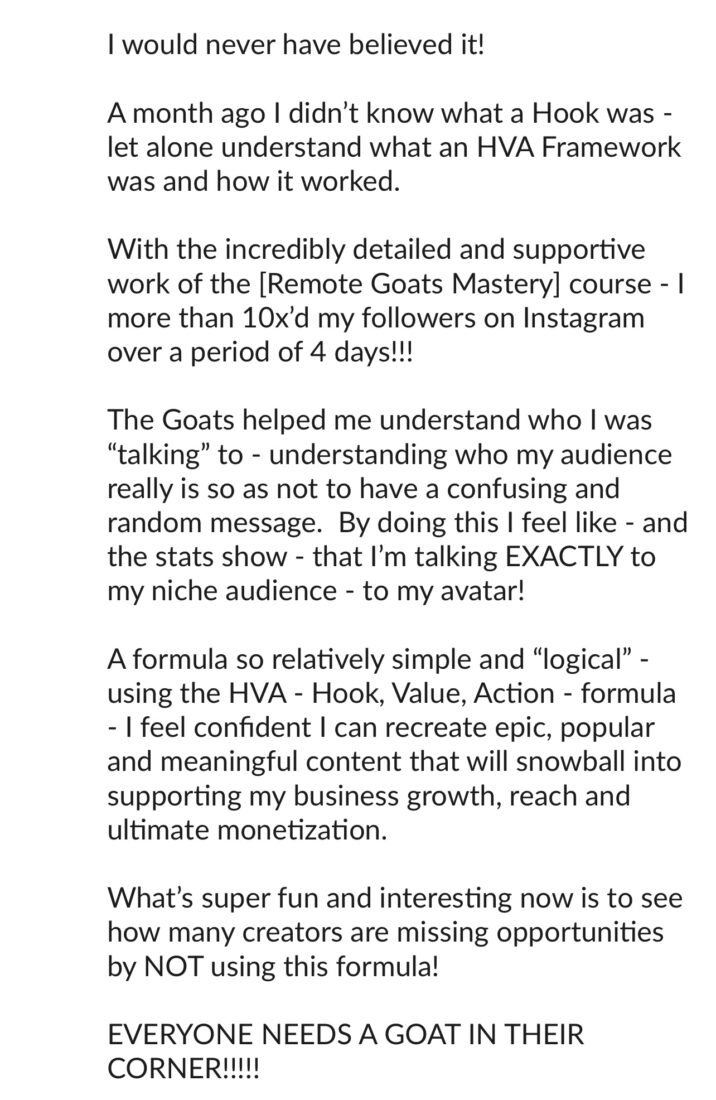 Coaching Program Testimonial