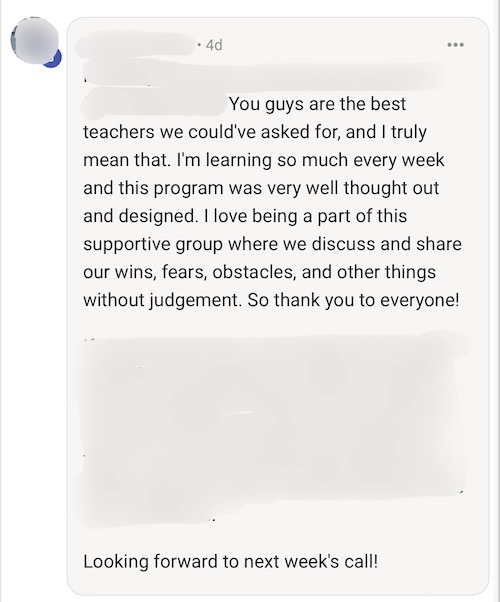 Coaching Program Testimonial